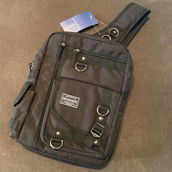 Unisex Black Cross Body Messenger Bag Adjustable Strap - Picture 6 of 8